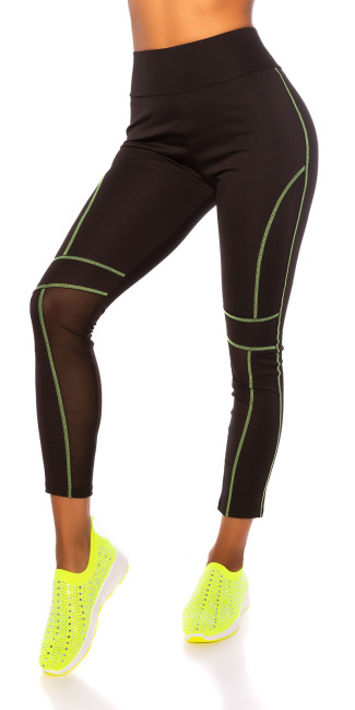 Trendy hoge taille leggings met neondetails groen